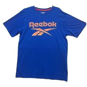 Mens Reebok Poly‎ Graphic Speed Wick Tshirt Blue Medium Nwt